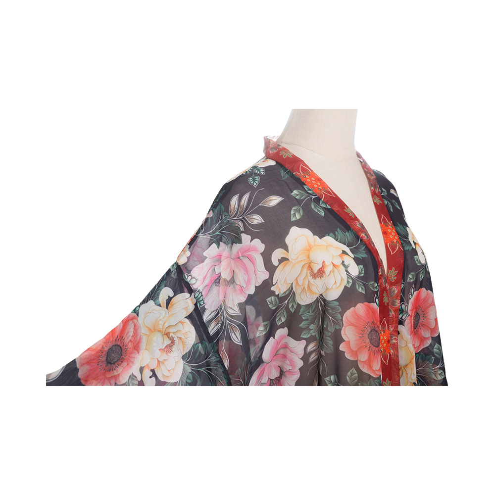 Kimono untuk wanita musim panas pantai menutup kardigan sifon sifon bunga menutup blaus atasan longgar kasual